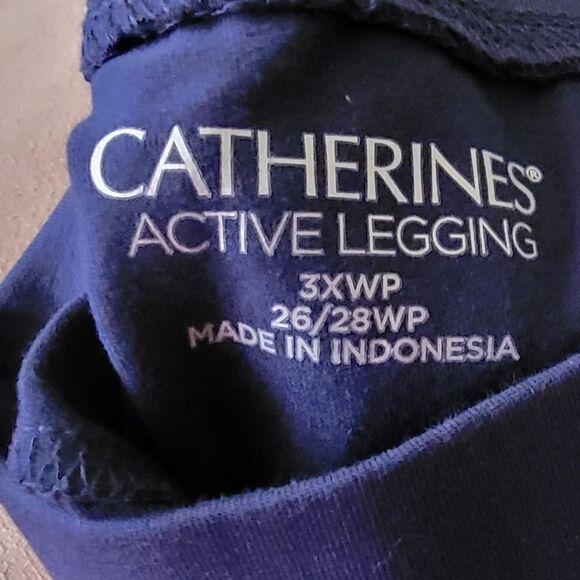 #026 Catherine's active blue leggings w paisley floral print stripe Sze. 3XWP - Picture 2 of 7